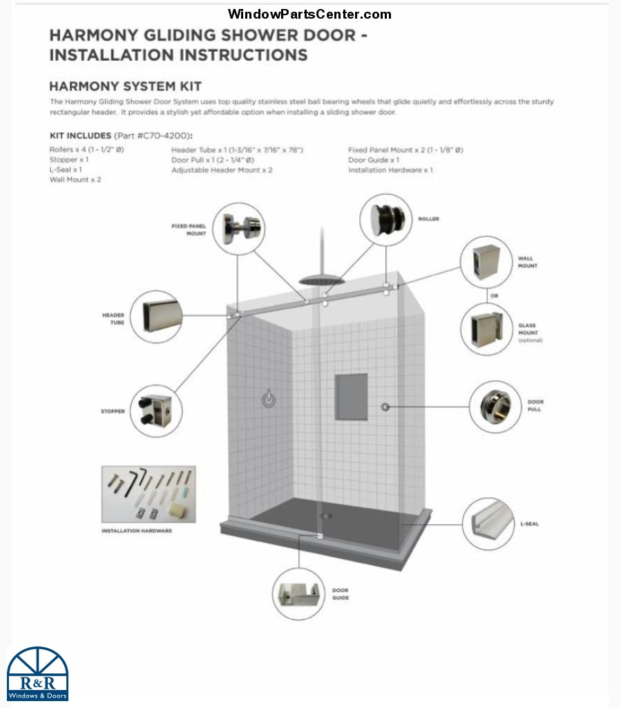 S800 - Brixwell 22-268BNK and 22-268BCH GLIDING SHOWER DOOR SYSTEM