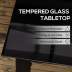 Outdoor Dining Table for 6, Aluminium Rectangular Garden Table with Tempered Glass Tabletop for Yard, Deck, Patio, 150 x 90 x 74 cm, Black
