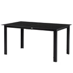 Outdoor Dining Table for 6, Aluminium Rectangular Garden Table with Tempered Glass Tabletop for Yard, Deck, Patio, 150 x 90 x 74 cm, Black