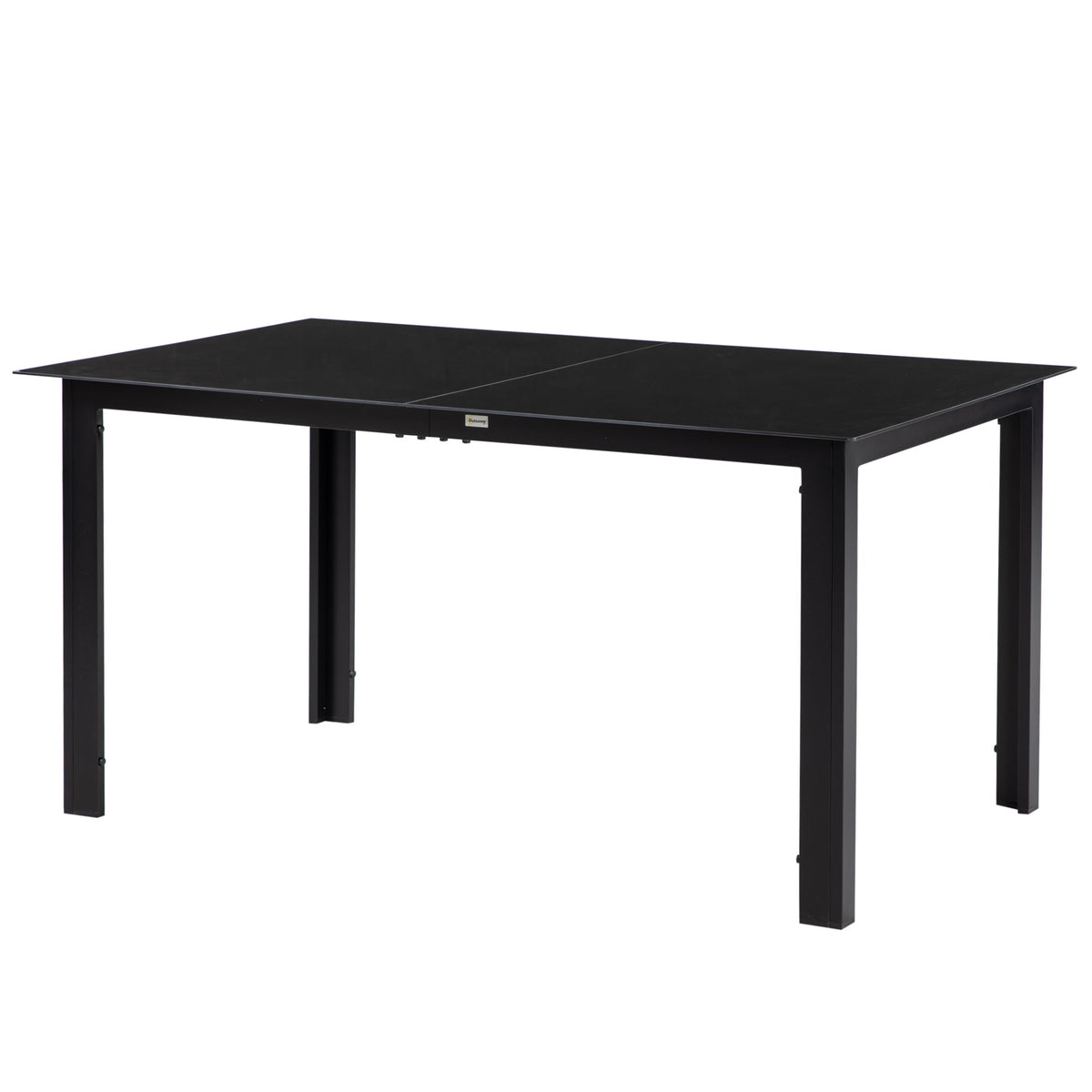 Outdoor Dining Table for 6, Aluminium Rectangular Garden Table with Tempered Glass Tabletop for Yard, Deck, Patio, 150 x 90 x 74 cm, Black
