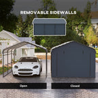 Onward 10' x 15' Heavy Duty Metal Carport with Galvanized Roof & Removable Sidewalls