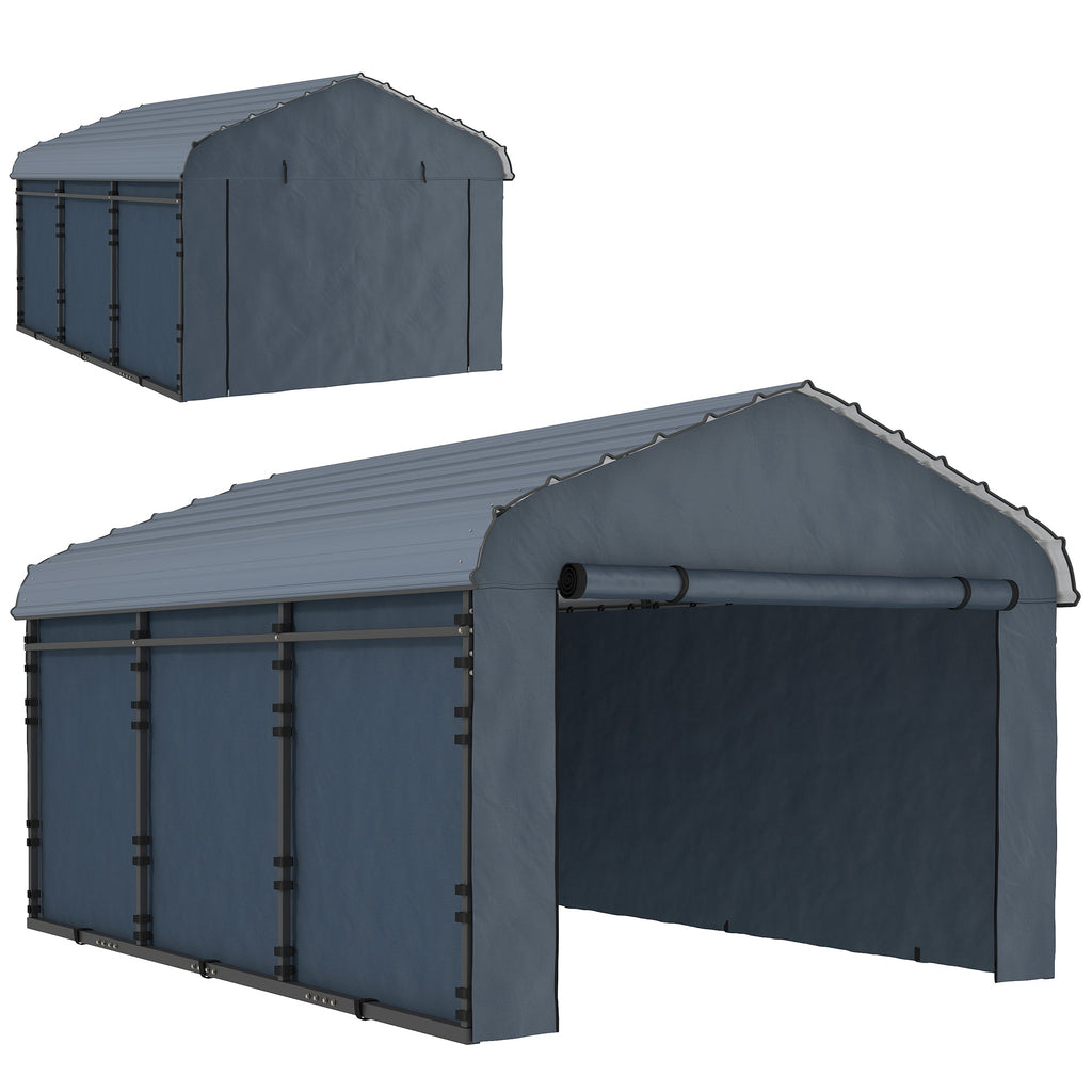 Onward 10' x 15' Heavy Duty Metal Carport with Galvanized Roof & Removable Sidewalls