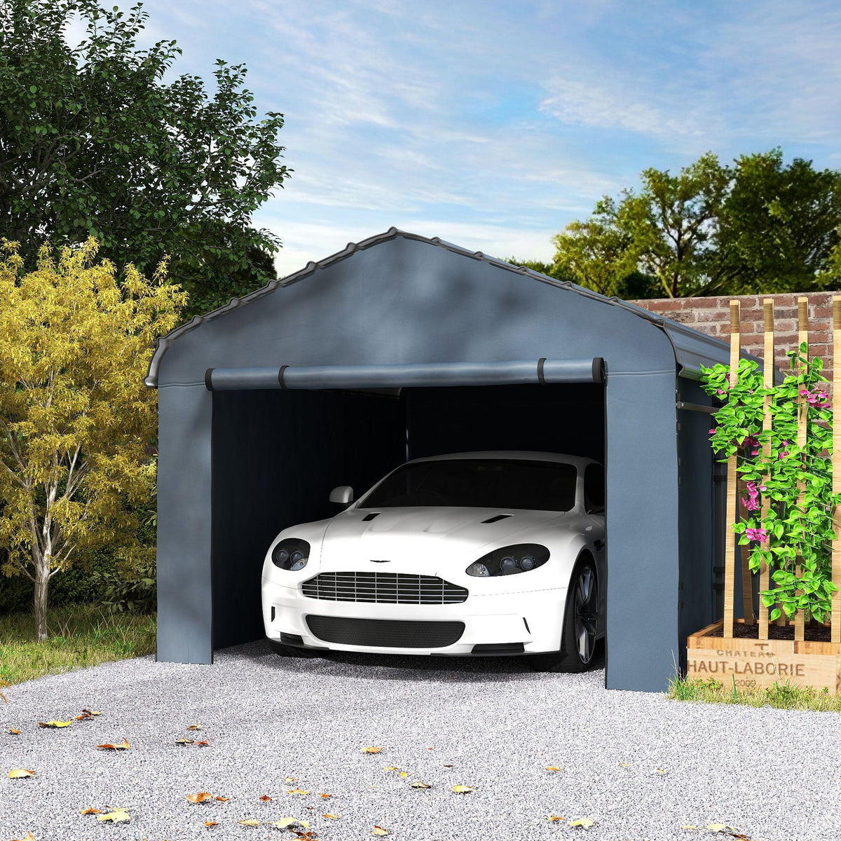 Onward 10' x 15' Heavy Duty Metal Carport with Galvanized Roof & Removable Sidewalls