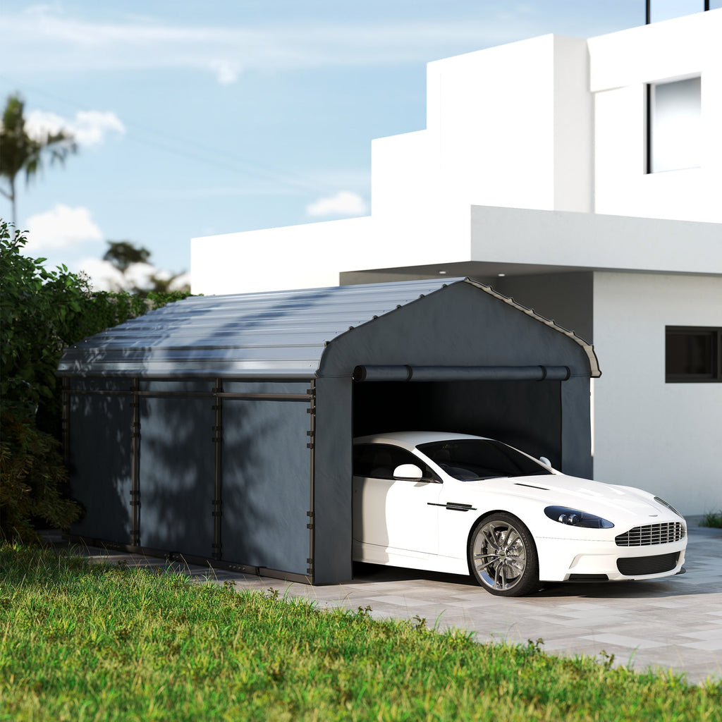 Onward 10' x 15' Heavy Duty Metal Carport with Galvanized Roof & Removable Sidewalls