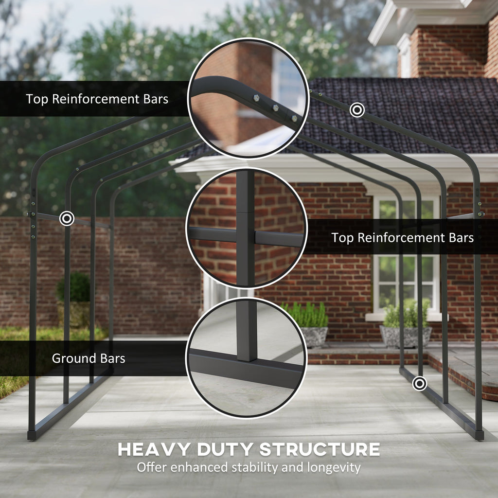 Onward 10' x 15' Heavy Duty Metal Carport with Galvanized Roof & Removable Sidewalls