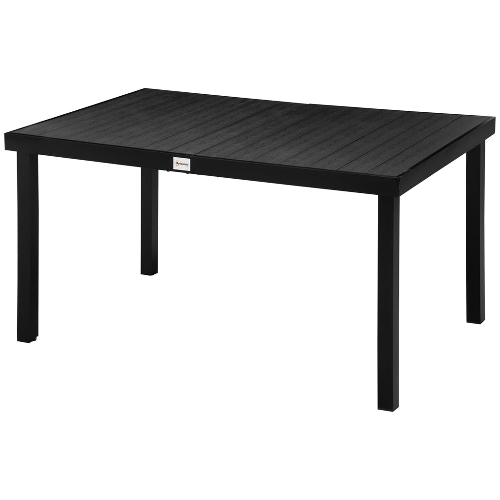 Outdoor Dining Table for 6, Patio Rectangular Table, 55" L x 35.5" W x 29.25" H, Black