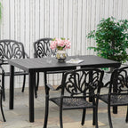 Outdoor Dining Table for 6, Patio Rectangular Table, 55" L x 35.5" W x 29.25" H, Black