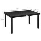 Outdoor Dining Table for 6, Patio Rectangular Table, 55" L x 35.5" W x 29.25" H, Black