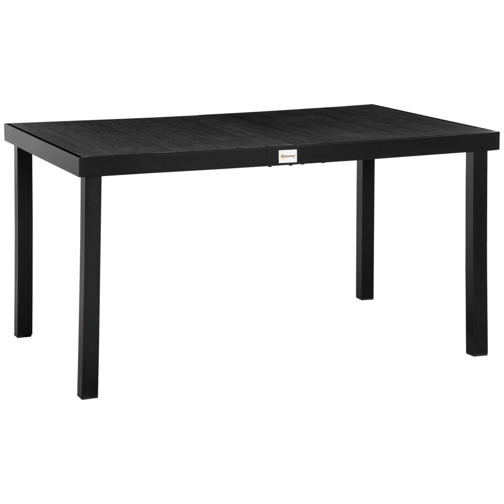 Outdoor Dining Table for 6, Patio Rectangular Table, 55" L x 35.5" W x 29.25" H, Black