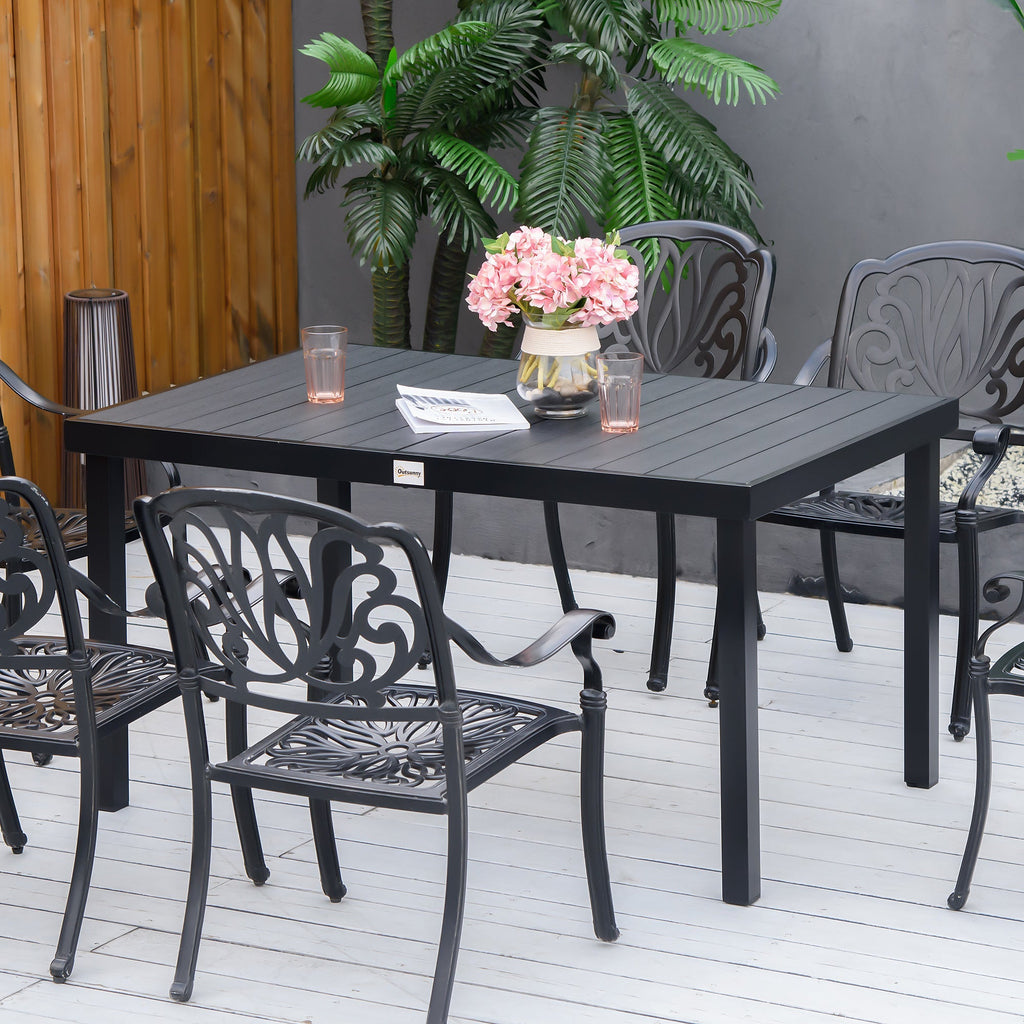 Outdoor Dining Table for 6, Patio Rectangular Table, 55" L x 35.5" W x 29.25" H, Black
