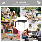 Outdoor Dining Table for 6, Patio Rectangular Table, 55" L x 35.5" W x 29.25" H, Black