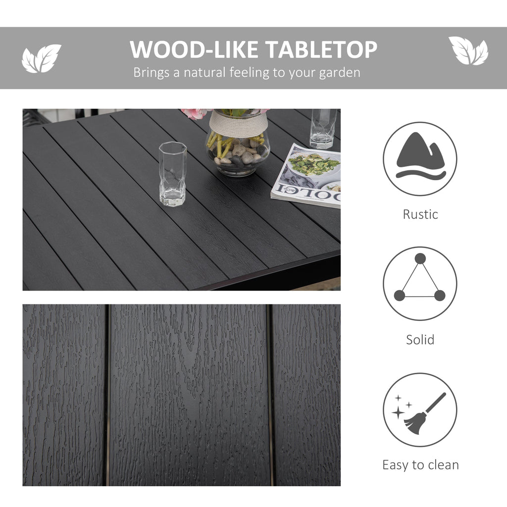 Outdoor Dining Table for 6, Patio Rectangular Table, 55" L x 35.5" W x 29.25" H, Black