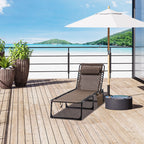Folding Lounge Chair with Adjustable Backrest and Pillow, Brown