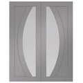 Salerno Pre-Finished Internal Light Grey Door Pair (Clear Glass) - 1981 x 1168 x 40mm