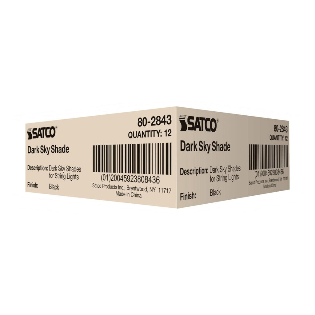Satco 80-2843 8-Inch Textured Black Metal Dark Sky Shade for Patio String Lights