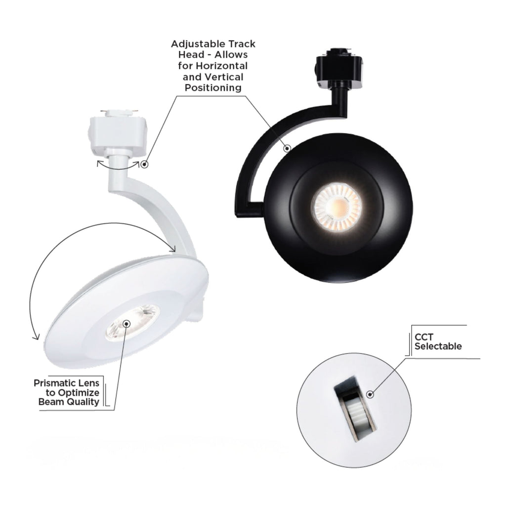 Satco Orb Track Head, H-Type, Brushed Nickel, Selectable CCT, 1020 Lumens, 24° Beam Angle