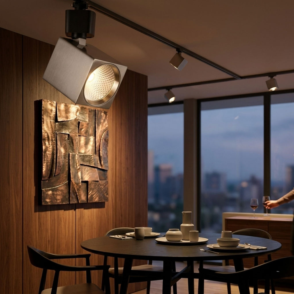 Satco Square Track Head, H-Type, Brushed Nickel, Selectable CCT, 500 Lumens, 48° Beam Angle