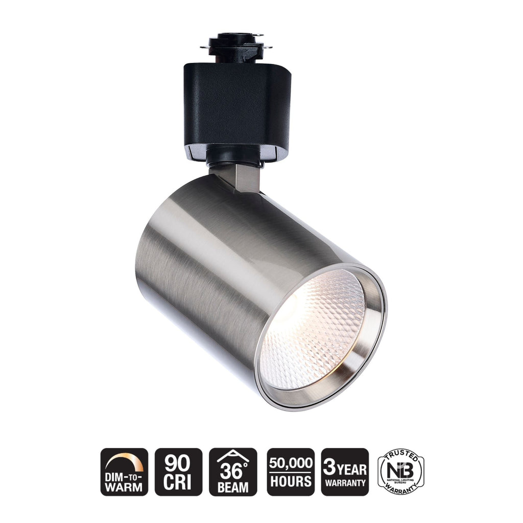 Satco Round Track Head, H-Type, Brushed Nickel, Selectable CCT, 500 Lumens, 36° Beam Angle