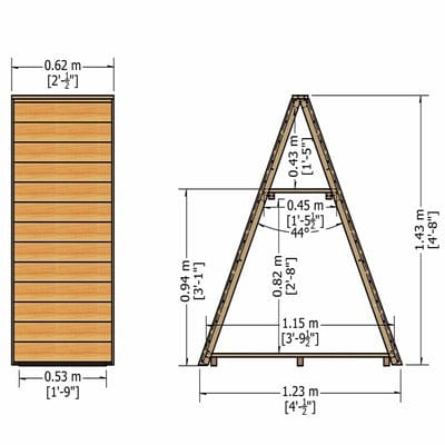 Tongue and Groove Triangular Log Store (Pressure Treated) - All Sizes