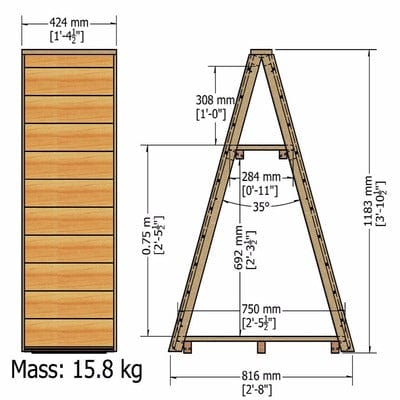 Tongue and Groove Triangular Log Store (Pressure Treated) - All Sizes