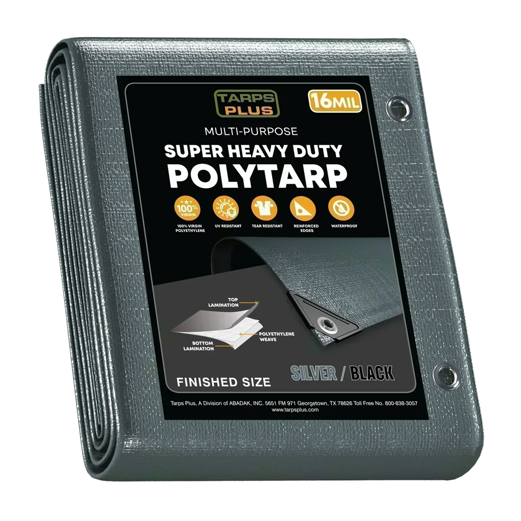 Silver/Black Poly Tarp 10' x 16'