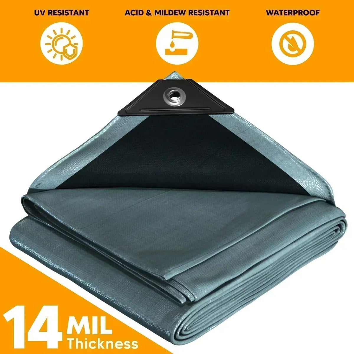 Silver/Black Poly Tarp 30' x 30'