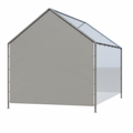 Silver 18' peak end wall serving as a protective end section
