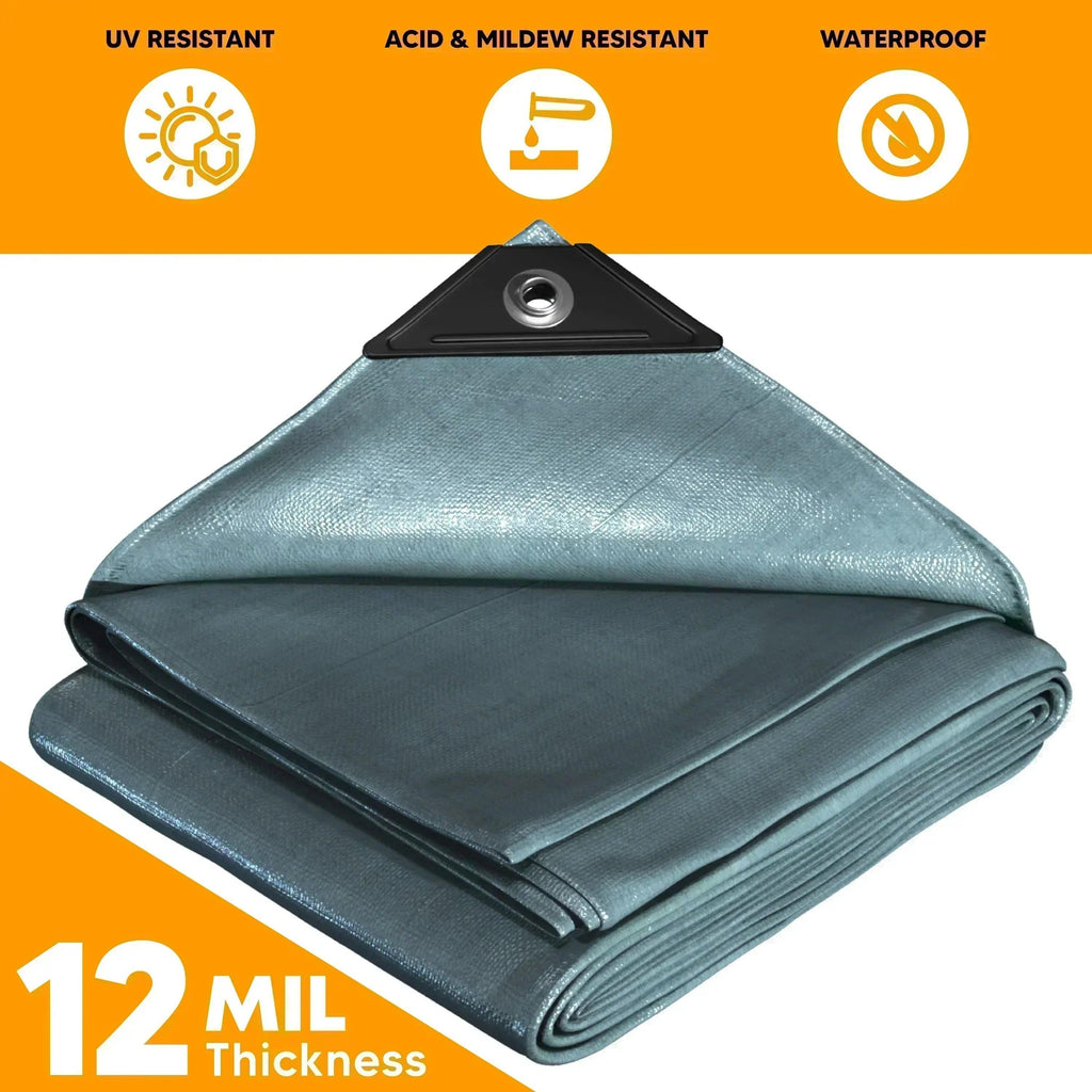 Silver Poly Tarp 12' x 12' Case of 7