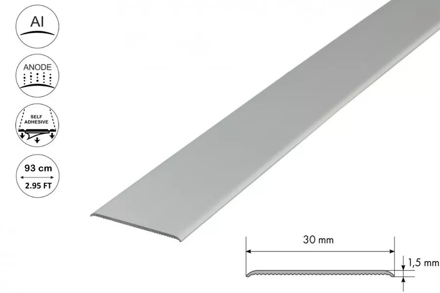 Self adhesive aluminium door threshold strip silver finish