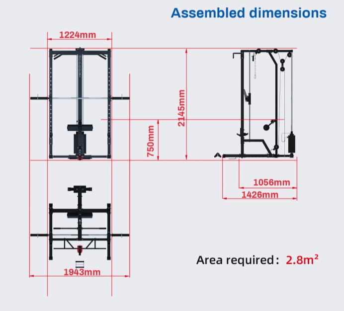 Muscle Motion SM1002P Smith Machine + Plate Loaded High Low Pulley