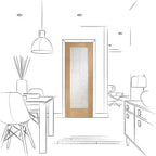 Pattern 10 Pre-Finished Internal Oak Door with Obscure Glass - All Sizes