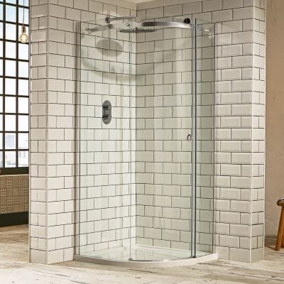 Sphere Curved Quadrant Shower Enclosure w/  Cut-Out Top Panel  & 1 Sliding Door