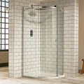 Sphere Curved Offset Quadrant Shower Enclosure w/ Cut-Out Top Panel, 1 Elongated Side Panel & Sliding Door