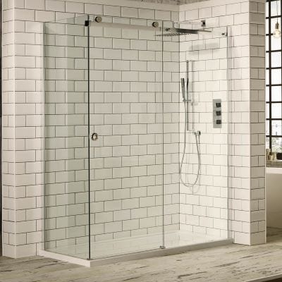Sphere Sliding Shower Door w/ Chrome Cut-Out Handle - All Sizes - Aquaglass