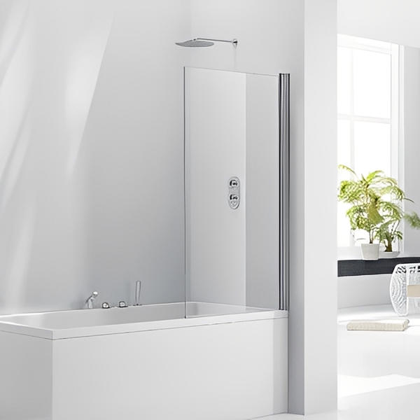 Aquaglass 8mm Square Bath Screen with 180 Degree Opening - 1500 x 800mm - Aqua