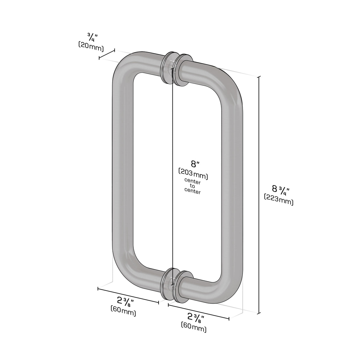 HALLEY 8" Tubular Back-To-Back Pull Handle