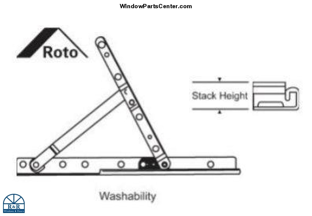 SS10004 - Roto North America HG05 13" Adjustable Hinge Kit For Casement Windows