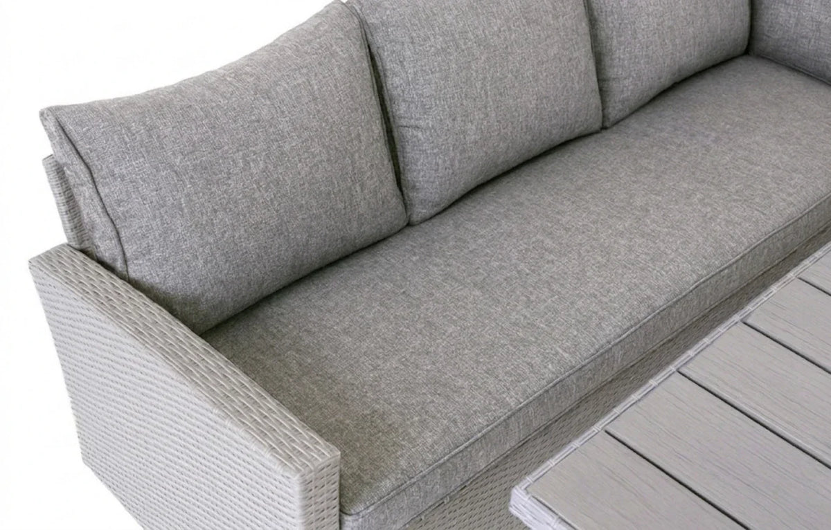 Stockholm 6 Seater Grey Rattan Garden Corner Dining Set