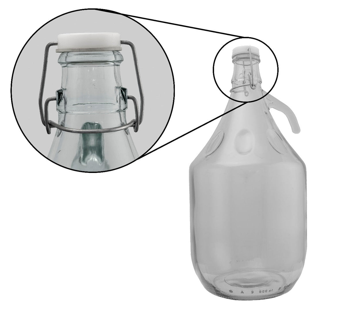 Glass Demijohn 5L 4 Pack Swing Top Cap, Airlock & Bung