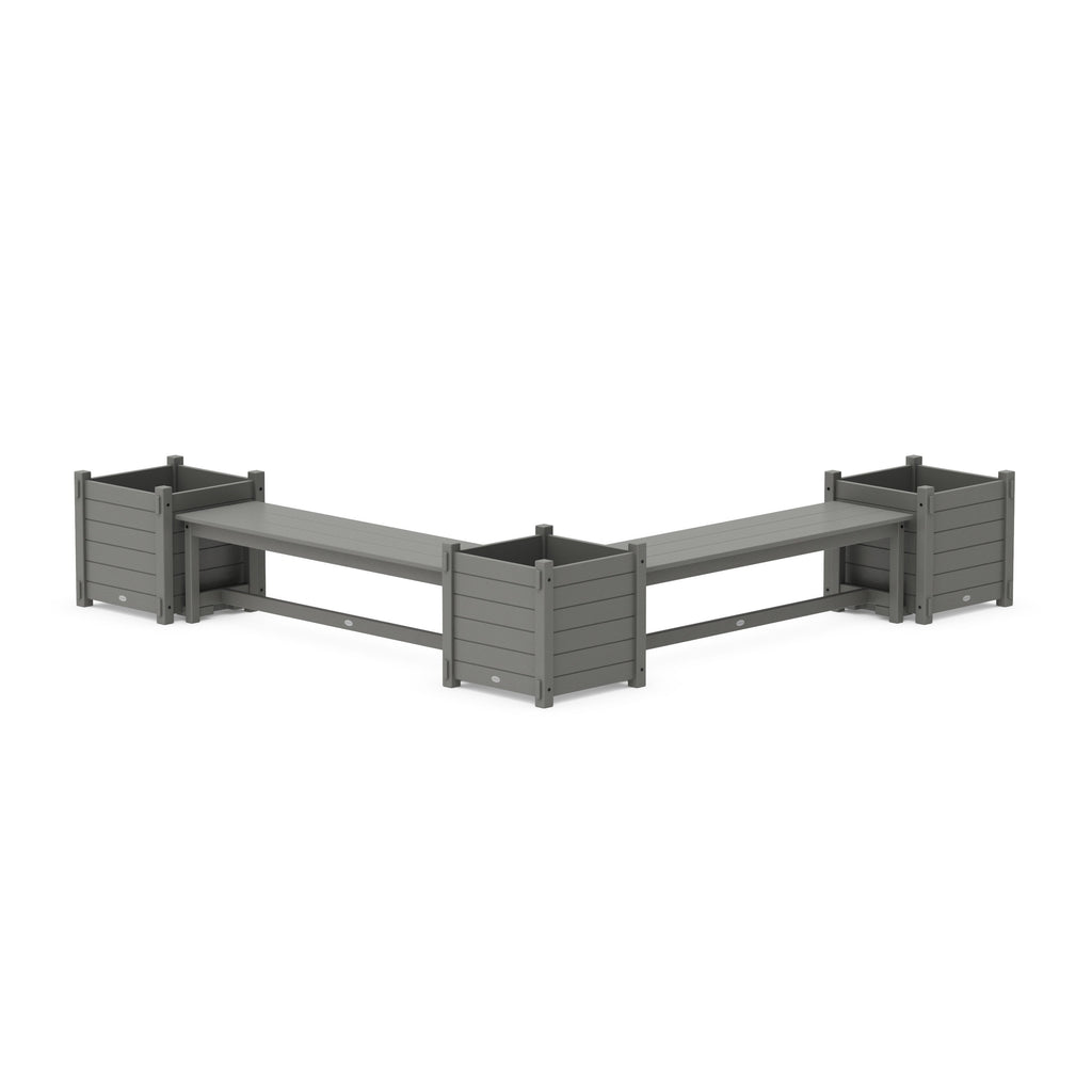 60" Nautical L- Shaped Planter Bench Corner Set - Large