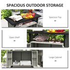 Outdoor Outdoor Bar Table with Shelf and Cabinet, Rattan Pool Towel Holder Pool Valet, Gray