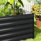 8' x 2.6' x 1.5' Galvanized Raised Garden Bed with Open Bottom, Dark Grey