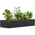 8' x 2.6' x 1.5' Galvanized Raised Garden Bed with Open Bottom, Dark Grey