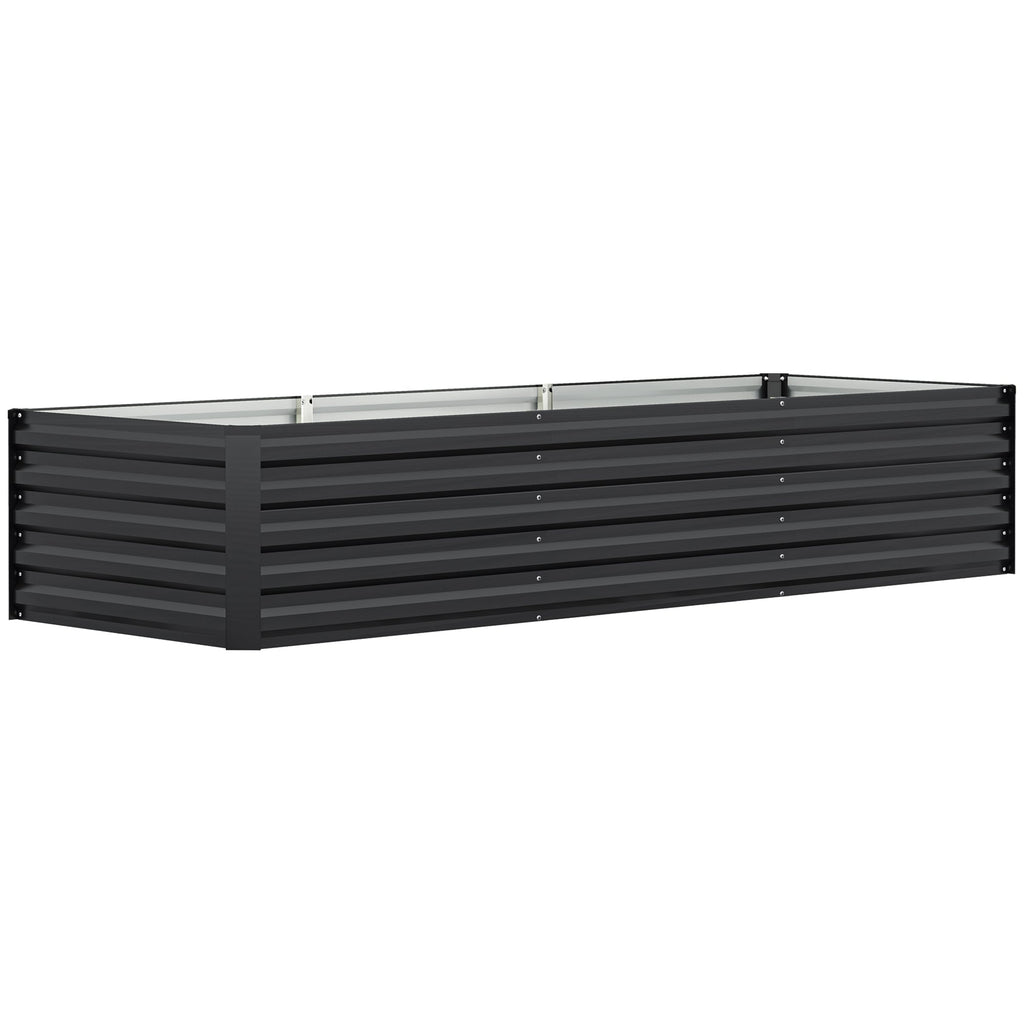 8' x 2.6' x 1.5' Galvanized Raised Garden Bed with Open Bottom, Dark Grey