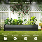 8' x 2.6' x 1.5' Galvanized Raised Garden Bed with Open Bottom, Dark Grey