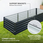 8' x 2.6' x 1.5' Galvanized Raised Garden Bed with Open Bottom, Dark Grey