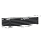 8' x 2.6' x 1.5' Galvanized Raised Garden Bed with Open Bottom, Dark Grey