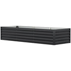 8' x 2.6' x 1.5' Galvanized Raised Garden Bed with Open Bottom, Dark Grey