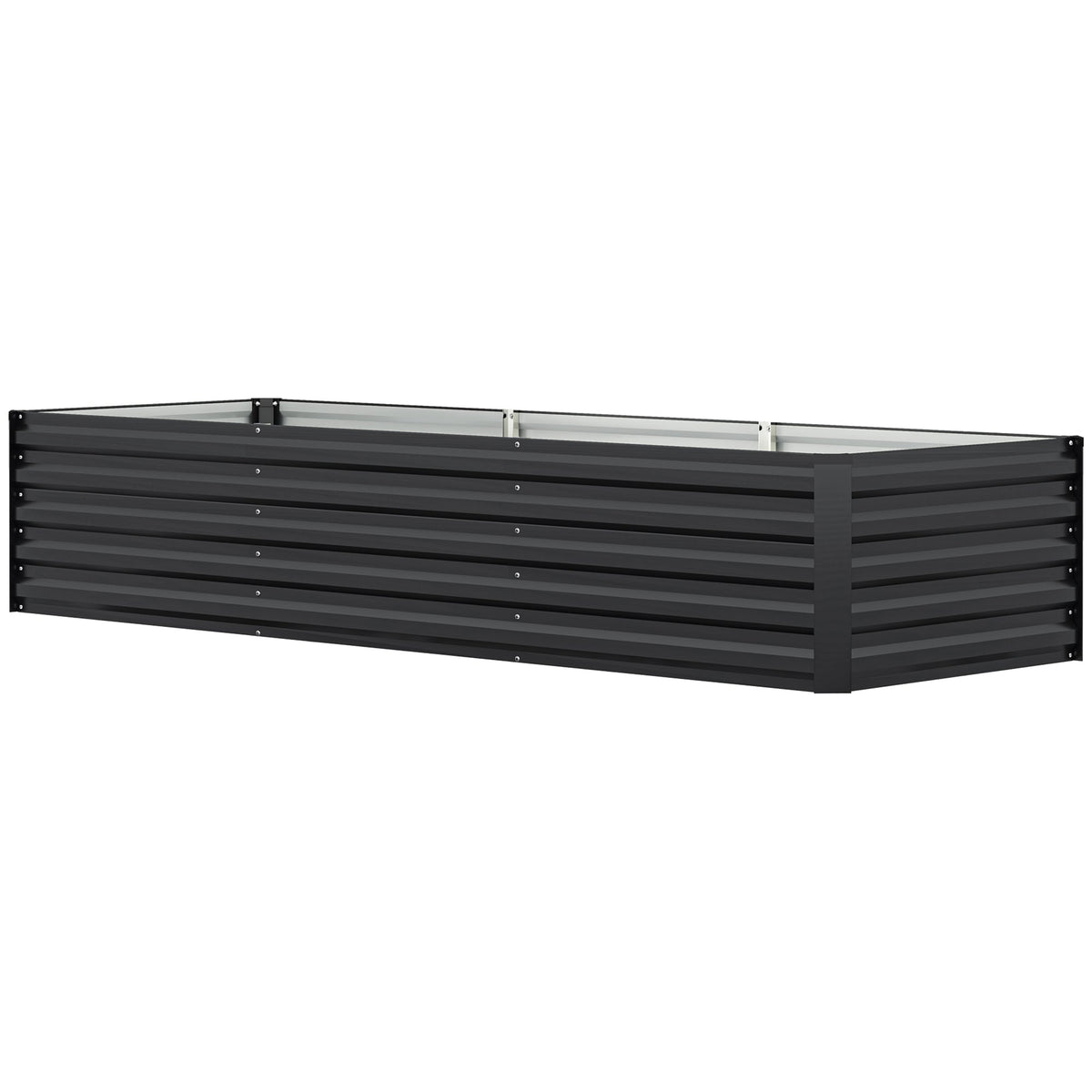 8' x 2.6' x 1.5' Galvanized Raised Garden Bed with Open Bottom, Dark Grey