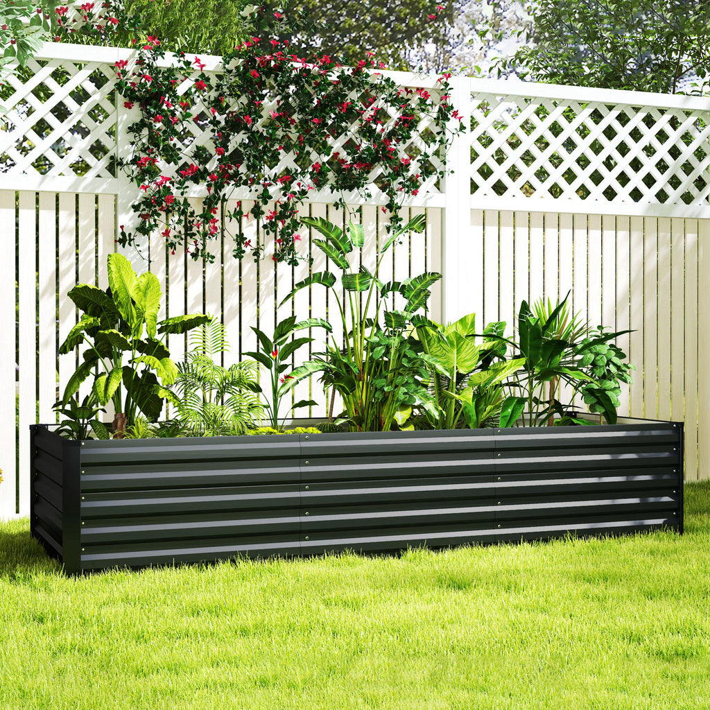 8' x 2.6' x 1.5' Galvanized Raised Garden Bed with Open Bottom, Dark Grey